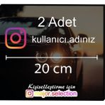 Turuncu Instagram Logolu Kullanıcı Adı - 2 Adet 20 cm - Araç - Motor Sticker Etiketi Folyo Kesim - Tek Ebat - Renkli