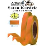 Turuncu Kurdele Saten 2 cm 10 Metre 2 Adet Saten Kurdela Parlak Hediye ve Süsleme Şeridi Süs Paketleme Çiçek Saç El - 2cm x 40 metre - Standart