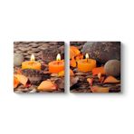 Turuncu Mumlar Tablosu 123 x 60-2 Parçalı