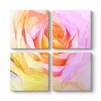 Turuncu Pembe Gül Tablosu 63 x 63-4 Parçalı