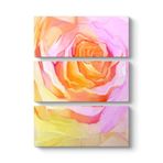 Turuncu Pembe Gül Tablosu 70 x 96-3 Parçalı