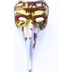 Turuncu Renk İşlemeli Seramik Malzemeden İmal Venedik Uzun Maske Magnet TdrTR