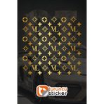 Turuncu Sticker Lv Desen Kaplama Sticker Etiket 25X25 cm - Araç -Motor - Laptop - Kask Etiket - Altın