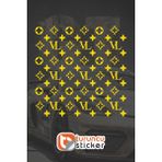 Turuncu Sticker Lv Desen Kaplama Sticker Etiket 25X25 cm - Araç -Motor - Laptop - Kask Etiket - Sarı