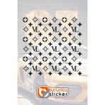 Turuncu Sticker Lv Desen Kaplama Sticker Etiket 25X25 cm - Araç -Motor - Laptop - Kask Etiket - Siyah