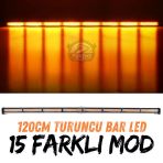 Turuncu Tepe Çakar Bar Led 120Cm 12-24V Off Road Çekici Traktör İkaz Lambası Çakar 15 Modlu