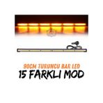 Turuncu Tepe Çakar Bar Led 90cm 12-24v Off Road Çekici Traktör İkaz Lambası Çakar 15 Modlu Siyah