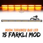 Turuncu Tepe Çakar Bar Led 90Cm 12-24V Off Road Çekici Traktör İkaz Lambası Çakar 15 Modlu