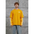 Turuncu Yc4 Oversize Kolu Parçalı Şerit Detaylı Sweatshirt
