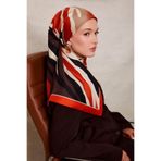 Turuncu Zebra Desen Twill İpek Eşarp