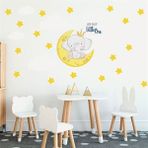 Tusador TILKI-76251 Tilki Dünyası Ay Üzerinde Fil ve Good Night Yazısı Konsept Çocuk Odası Sticker