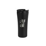 Tusah Termos Bardak 500 ml, Kedi Papyon Tasarımı, Siyah