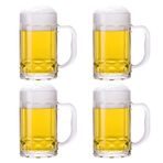 TUSAPAM 4 Paket Ağır Bira Bardakları, Saplı Büyük Bira Bardakları, 14oz Cam Steins, Klasik Bira Kupası bardak Seti