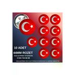 Tu&Se Candles 10 Adet Türk Bayrağı Rozeti – 44Mm Buton Rozet, Milli Simgeli Paket
