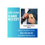 Tu&Se Candles Kare Rozet 100Adet Kişiye Özel Kare Rozet 50X50 Mm – 100 Adet Set, İğneli Arka Yüzey, Canlı Baskı