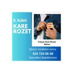 Tu&Se Candles Kare Rozet 5 Adet Kişiye Özel Kare Rozet 50X50 Mm – 5 Adet Set, İğneli Arka Yüzey, Canlı Baskı