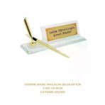 Tu&Se Candles Kristal Cam Kalemli Masa İsimliği – Kişiye Özel Altın Metal Baskılı