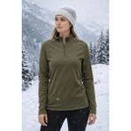Tusebu Kadın Yarım Fermuarlı Polar Sweatshirt Haki Uzun Kollu Outdoor Spor Üst