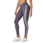 Tuspryt Cepli kadın spor pantolonu, opak yüksek bel spor taytı, kadın fitness pantolonu, koşu pantolonu, spor taytı, Gri/Lila, M