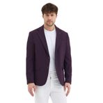 Tussio Erkek Bordo Poliviskon Kumaşlı Slim Fit Kendinden Mendilli Mono Yaka Spor Blazer Ceket Bordo 48