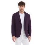 Tussio Erkek Bordo Poliviskon Kumaşlı Slim Fit Kendinden Mendilli Mono Yaka Spor Blazer Ceket Bordo 54