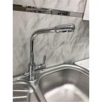 Tusua Arıtmalı Mutfak Eviye Bataryası (Dual Flow) 3 Yollu Sıcak Soğuk Arıtma Musluğu Baston Model - Füme - Antrasit