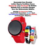 tutkanstore Dijital Saat Su Geçirmez Çocuk Saati Isme Özel Bileklik Hediyeli Kol Saati (KIRMIZI)
