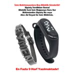 tutkanstore Erkek Saati İsme Özel Gümüş Bileklik Dokunmatik Dijital Su Geçirmez Unisex Kol Saati Aksesuar
