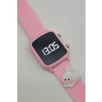 tutkanstore Pembe Yanaklı Tavşan Figürlü Led Ekranlı Dijital Çocuk Kol Saati (FUŞYA PEMBE)