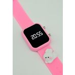 tutkanstore Pembe Yanaklı Tavşan Figürlü Led Ekranlı Dijital Çocuk Kol Saati (Pembe)