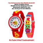tutkanstore Taraftar Çocuk Kol Saati İsme Özel Kırmızı Renk Bileklik Zamanı Öğretici Sarı Kırmızı 3 Yaş Üzeri