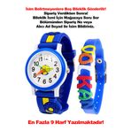 tutkanstore Taraftar Çocuk Kol Saati İsme Özel Lacivert Renk Bileklik Zamanı Öğretici Sarı Lacivert 3 Yaş Üzeri