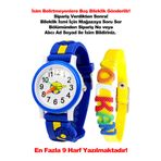 tutkanstore Taraftar Çocuk Kol Saati İsme Özel Sarı Renk Bileklik Zamanı Öğretici Sarı Lacivert 3 Yaş Üzeri