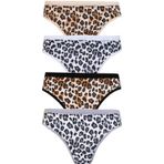 Tutku 4li Tutku Kadın Leopar Bikini Arkası Düz Pamuklu Külot İç Çamaşır