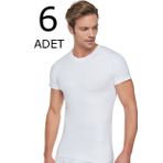 Tutku Beyaz 2 Numara Kapalı Yaka 6'lı Paket Penye Erkek Atlet