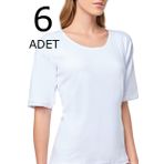 Tutku Beyaz 4 Numara Yarım Kollu 6'lı Paket Kadın Anne Atlet