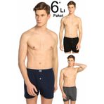 Tutku ELF568T0117CCM6 Karışık Renk 6 lı Paket Penye Düğmeli Erkek Boxer