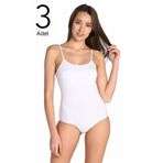Tutku ELF568T0148CCM3 Beyaz 3'lü İp Askılı Likralı Kancalı Çıtçıtlı Kadın Body