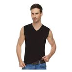 Tutku Elit 1305 Erkek V Yaka Sıfır Kol Atlet,%94 Pamuk, Elastan, Siyah, XL Beden