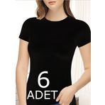 Tutku Elit 2202 Elastan 6 Adet Siyah Yarım Kol Kadın Body