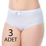 Tutku Elit 2402 Beyaz 5 Numara Geniş Kesim 3'lü Paket Kadın Bato Külot