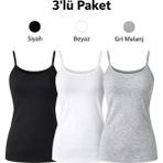 Tutku Elit Kadın Modal Elastan Likralı Pamuklu Ip Askılı Atlet 3'lü Paket - XL - Renkli