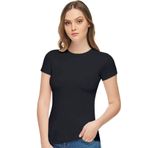 Tutku Elit Kadın Siyah Elastan Yarım Kol T-Shirt, S Beden