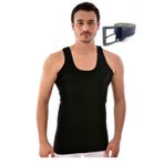 Tutku Erkek 6'lı Klasik Askılı Atleti & Lacivert Kemer, Siyah, 3XL