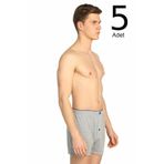 Tutku Erkek Boxer, 5'li Paket, Penye Düğmeli, Gri, L Beden