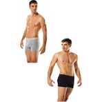 Tutku Erkek Boxer 6'lı Paket 3 Siyah + 3 Gri Elastan Likralı Konforlu İç Giyim - 2XL