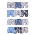 Tutku Erkek Çocuk Boxer, 12'li Set, Renkli Desenli Baskılı, Pamuklu, 9-10 Yaş