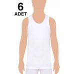 Tutku Erkek Çocuk Penye Atlet %100 Pamuk Kalın Askılı 6'lı Paket Beyaz - 7 - 8 Yaş