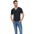 Tutku Erkek Elit V Yaka Elastan T-Shirt 3'lü, Siyah, XL