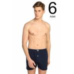 Tutku Erkek Lacivert Penye Düğmeli Boxer, 6'lı Paket, XL Beden